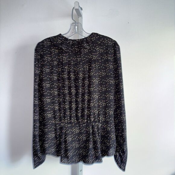 Cabi Black Heart Blouse Size Medium Ruffle V-Neckline Long Sleeves #4154 - Picture 5 of 7